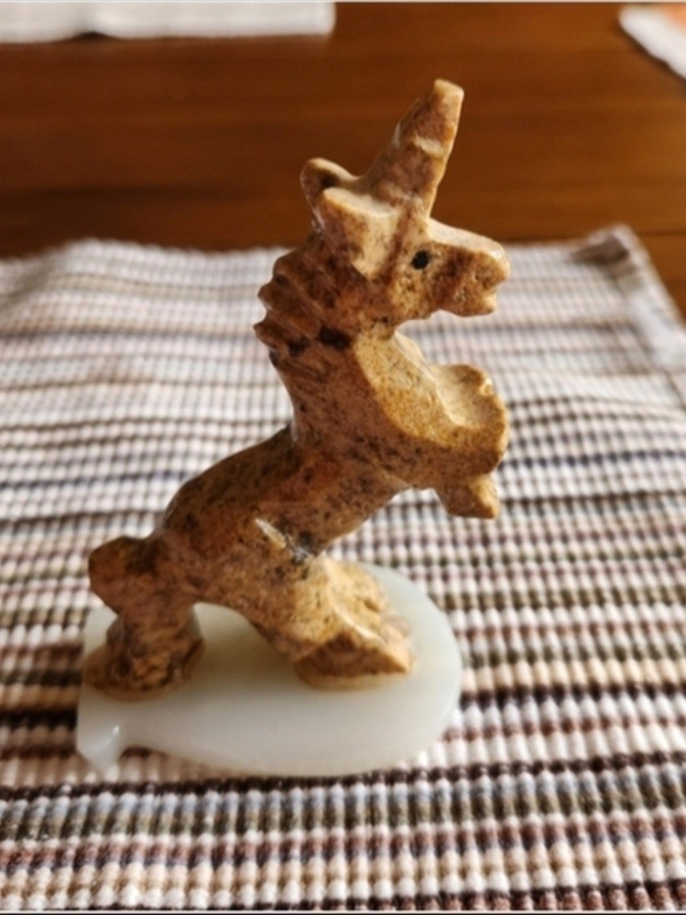 Natural Brown Stone Carved Unicorn